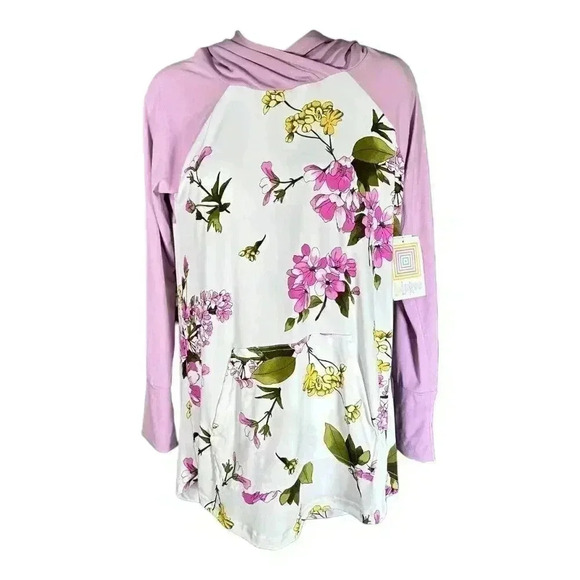 LuLaRoe Amber Hoodie Hooded Sweatshirt Pullover Lavender Multi S Kangaroo Pocket - Picture 1 of 4